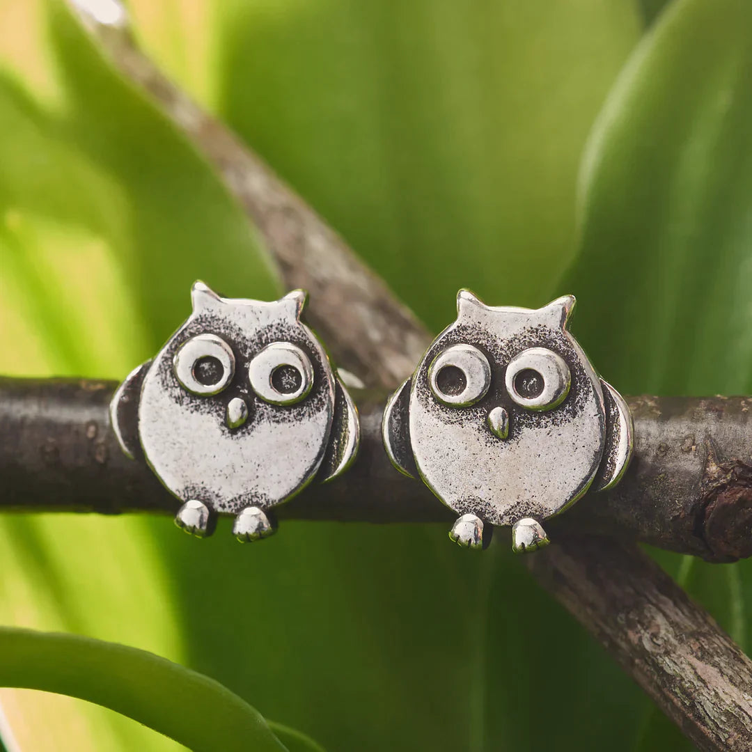 Boucles d'oreilles Hibou en Argent