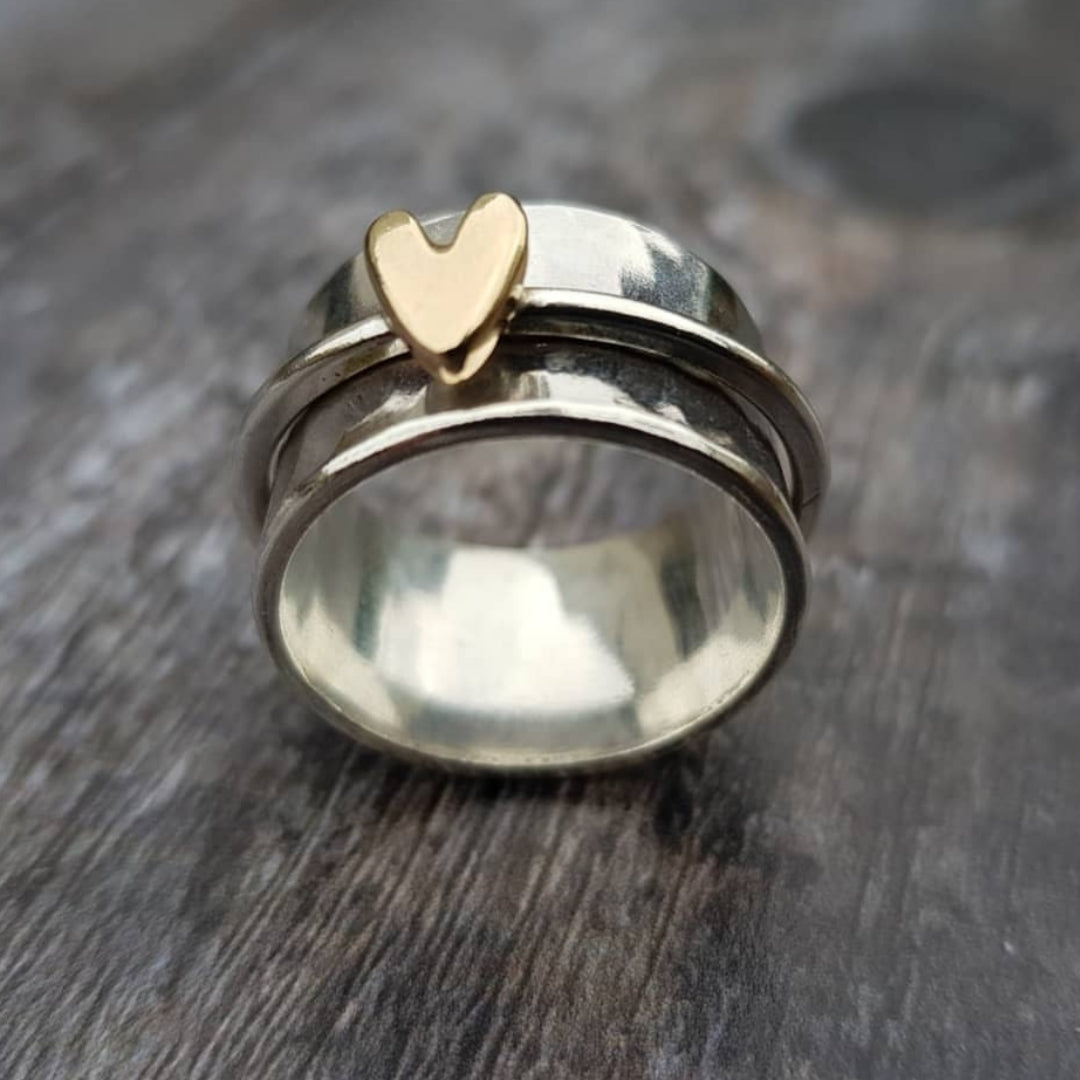 Bague cœur d'or en argent vintage