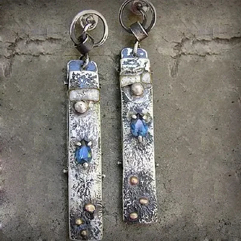 Boucles d'Oreilles Artisanales en Pierre Bleue