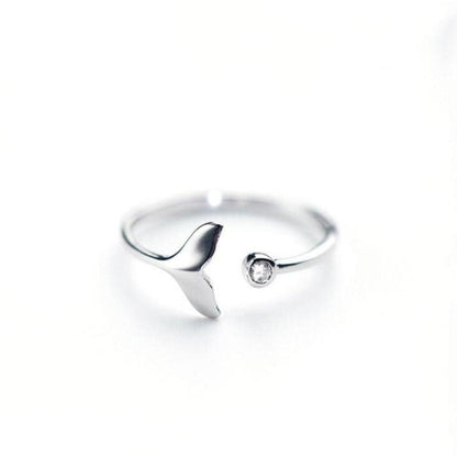Bague queue de dauphin en argent sterling 925 et zircon ajustable