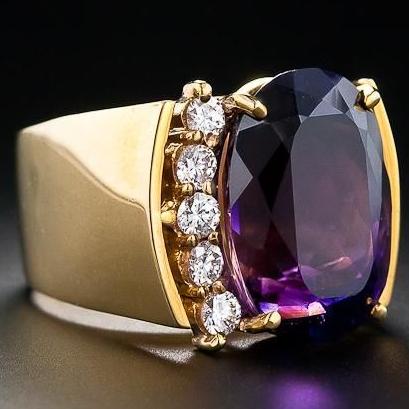 Bague vintage en zirconium doré violet