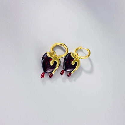 Boucles d'oreilles en Coeur à Huile en Or