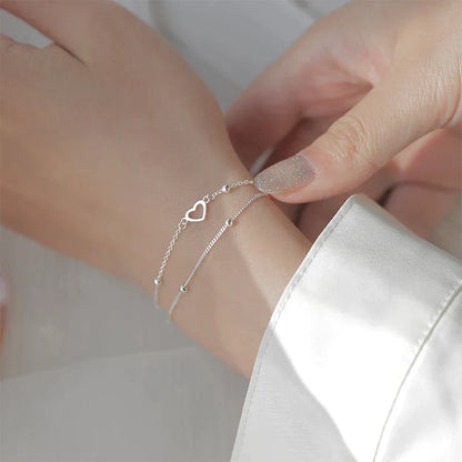 Bracelet Ajustable de Cœur en Argent