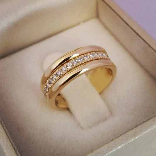 Double anneau d'or élégant