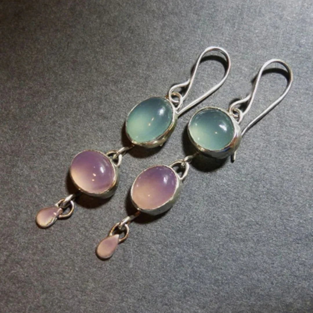 Boucles d'oreilles vintage vertes et roses