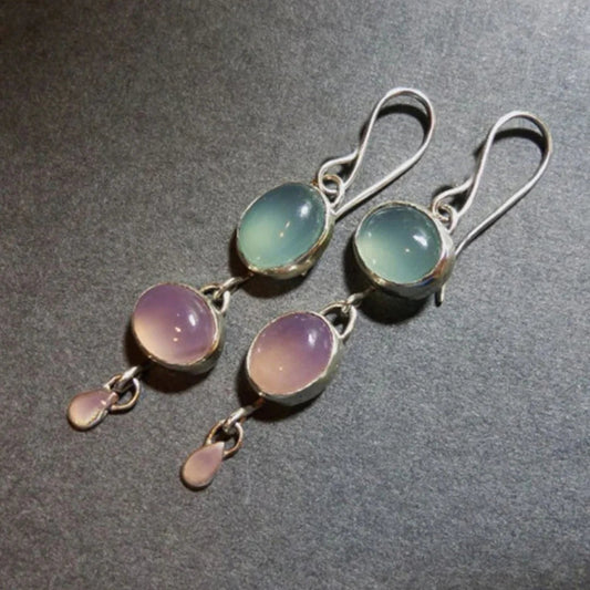 Boucles d'oreilles vintage vertes et roses