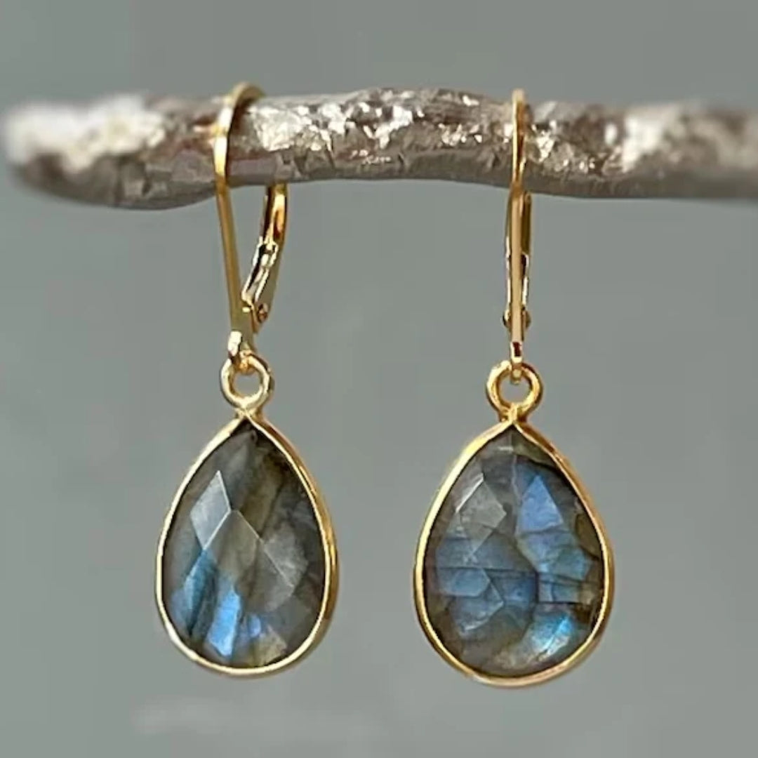Boucles d'oreilles en cristal bleu et or vintage