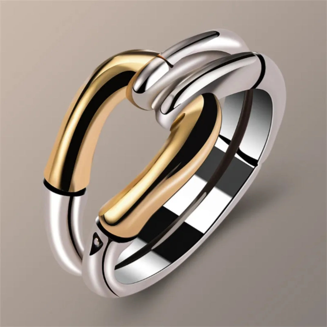 Bague vintage en or et argent noué