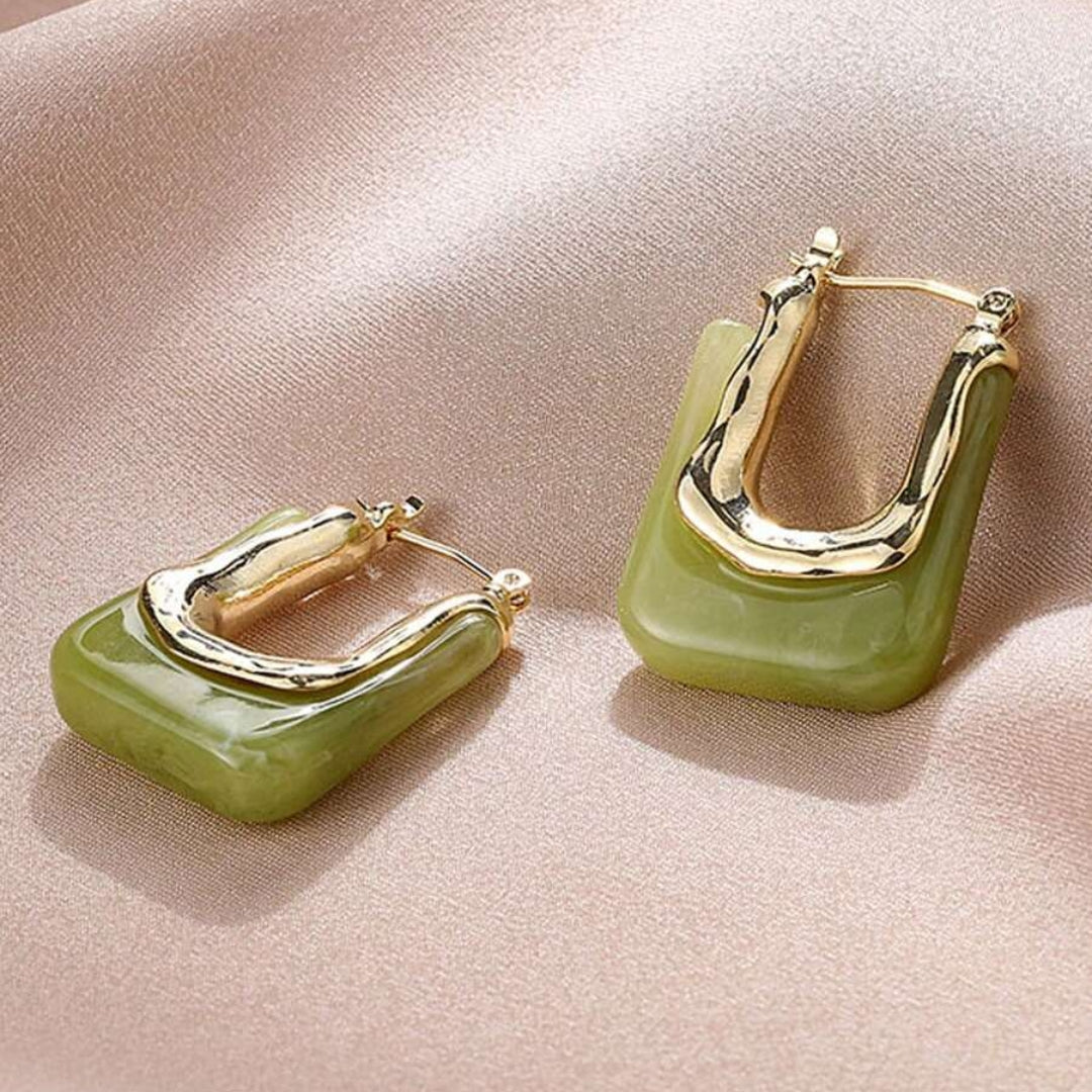 Boucles d'oreilles en émail vert vintage
