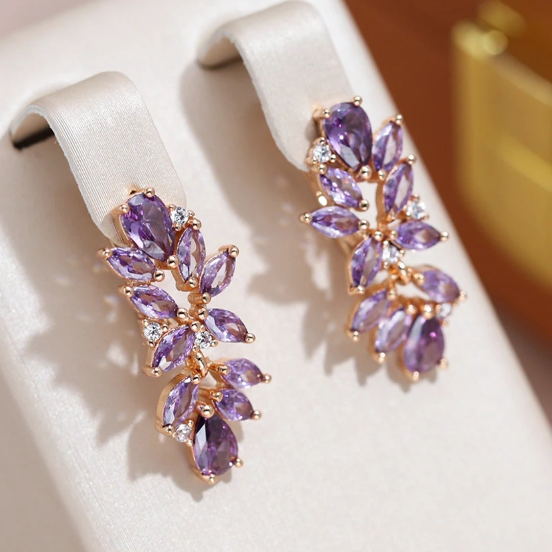 Boucles d'oreilles élégantes en cristal violet