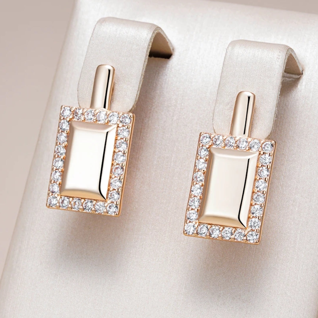 Boucles d'oreilles élégantes en cristaux carrés étincelants