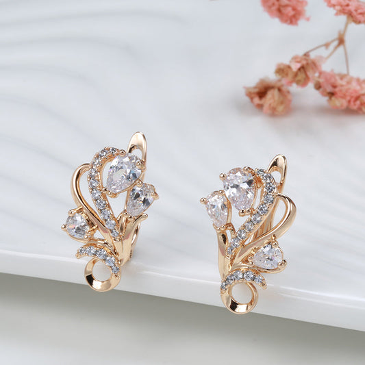Boucles d'oreilles Elégante Fleur de Cristal en Or