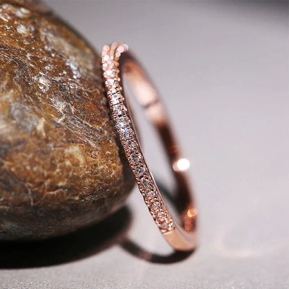 Bague Minimaliste en Zircone en Or et Argent