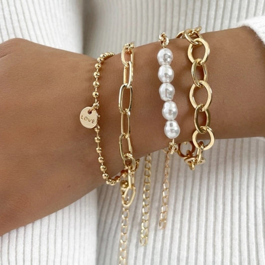 Pack de bracelets en chaîne cubaine en or