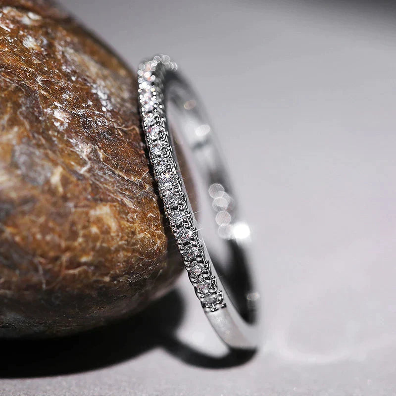 Bague Minimaliste en Zircone en Or et Argent