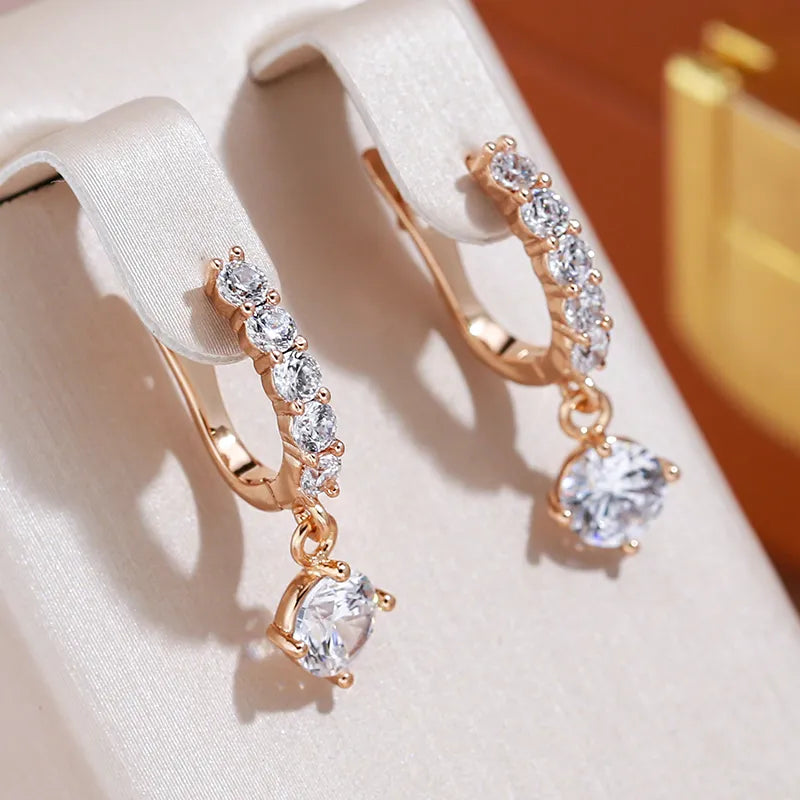 Boucles d'oreilles Elegant avec Zirconia en Or
