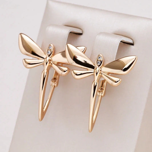 Boucles d'oreilles Élégantes Libellule d'Or