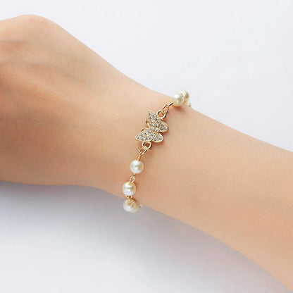 Bracelet Papillon Brillant avec Perle