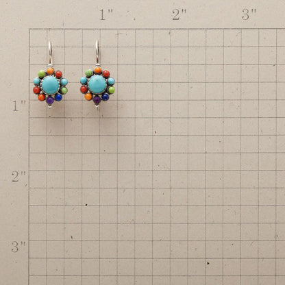 Boucles d'Oreilles Rondes en Turquoise Multicolore