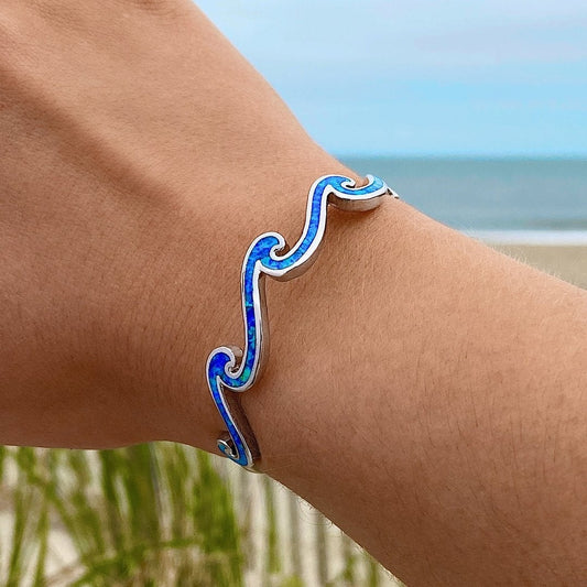 Bracelet Triple Vague en Opale et Argent