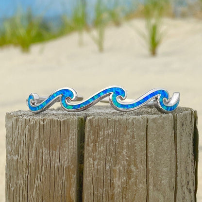 Bracelet Triple Vague en Opale et Argent