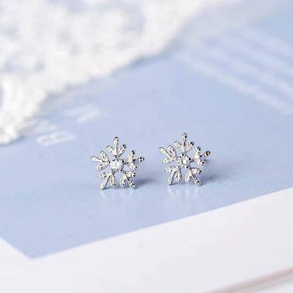 Boucles d'Oreilles Flocon de Neige en Argent