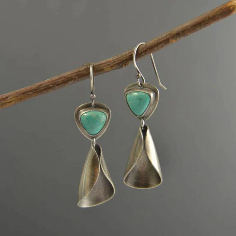 Boucles d'oreilles Vintage Vertes en Argent