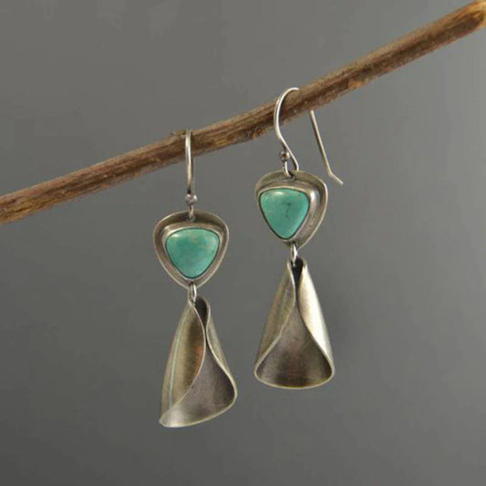 Boucles d'oreilles Vintage Vertes en Argent