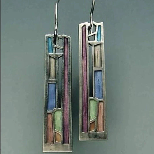 Boucles d'oreilles Vintage en Argent Colorées