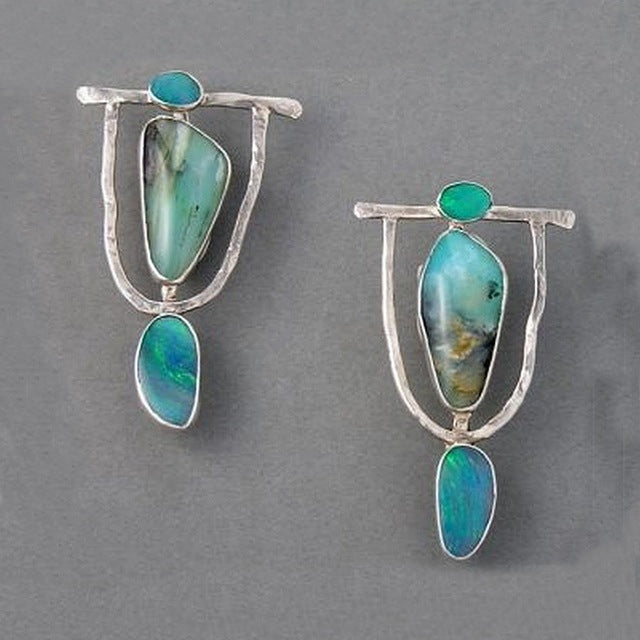 Boucles Vintage en Argent et Turquoise