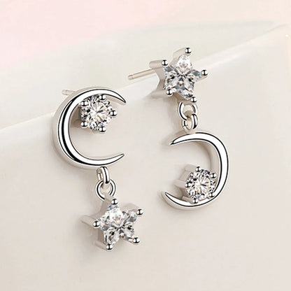 Boucles d'Oreilles Demi-lune avec Zircon en Argent Sterling