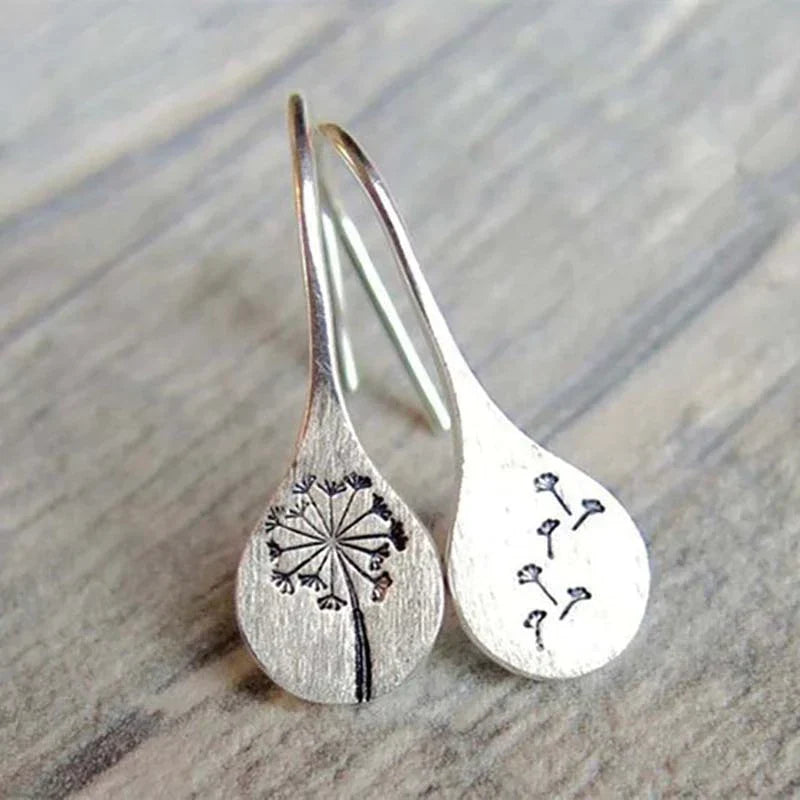 Boucles d'Oreilles Feuille de Pissenlit en Argent 925