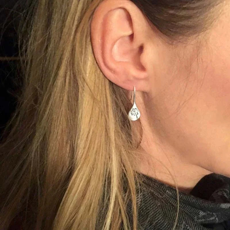 Boucles d'Oreilles Feuille de Pissenlit en Argent 925