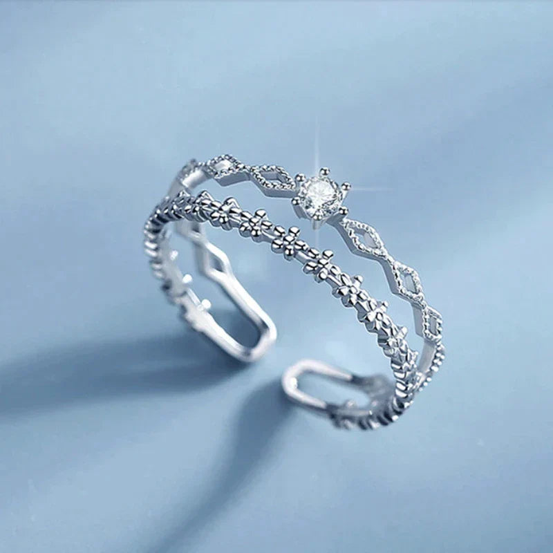 Bague Réglable en Argent avec Zirconium