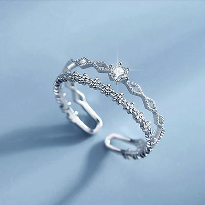 Bague Réglable en Argent avec Zirconium
