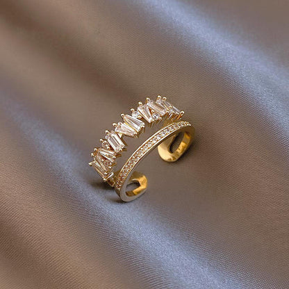 Bague Ajustable Couronne de Zirconium en Or
