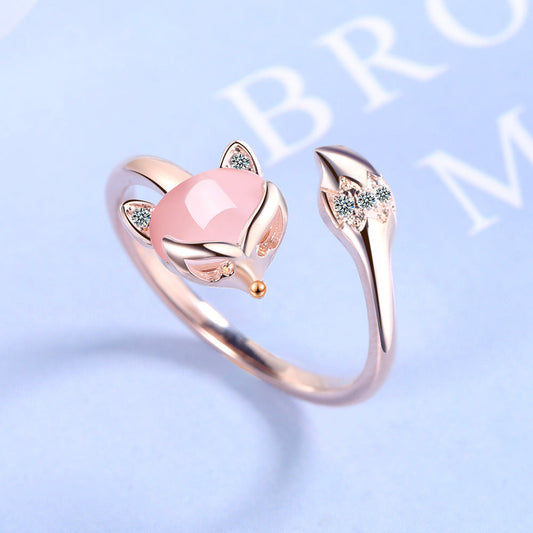 Bague Réglable Renard Rose en Or