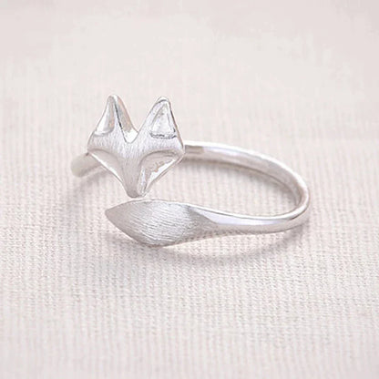 Bague de Renard Ajustable en Argent