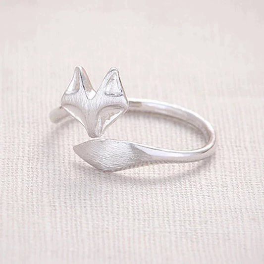 Bague de Renard Ajustable en Argent