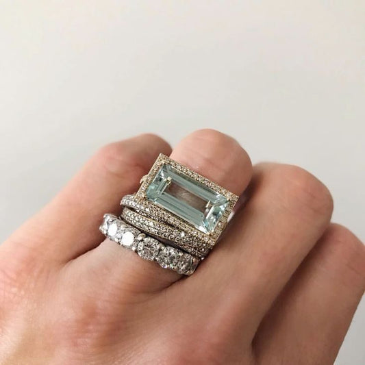 Ensemble de bagues vintage en argent avec verre turquoise