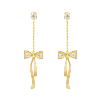 Boucles d'Oreilles avec Nœud en Cristal