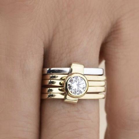 Ensemble Vintage en or et argent avec zircon