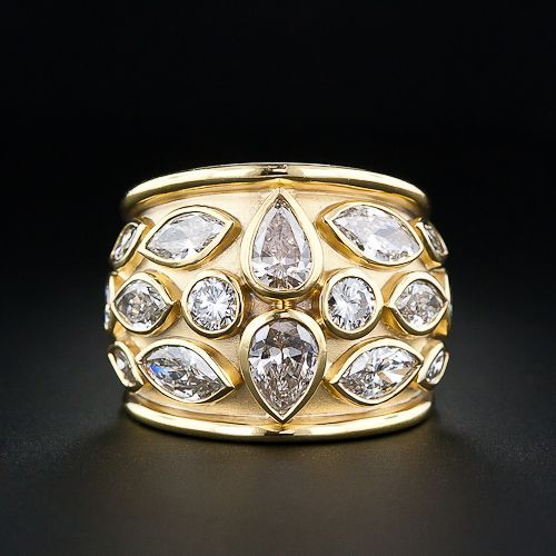 Bague vintage en zircone incrustée de gouttes d'or