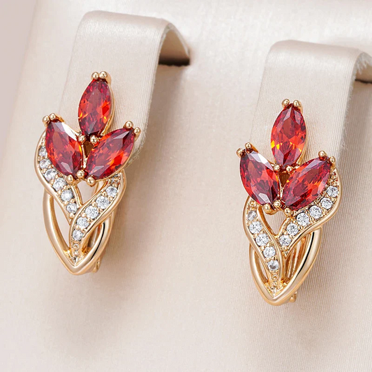 Boucles d'oreilles élégantes en rouge brillant
