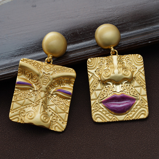 Boucles d'oreilles vintage à visages carrés en argent sterling