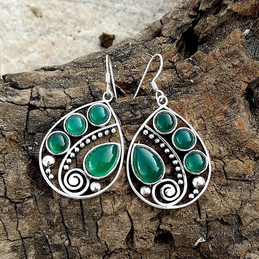 Boucles d'oreilles avec cristaux verts vintage