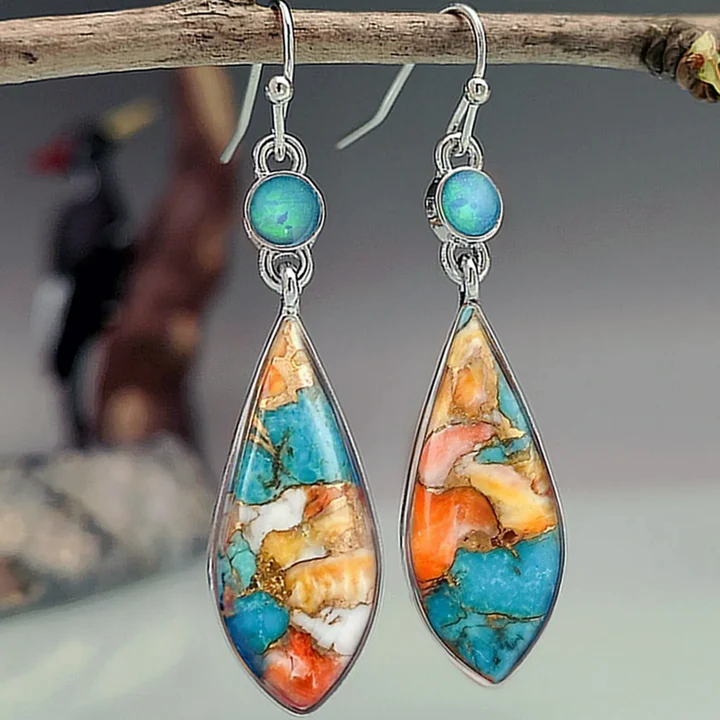Boucles d'oreilles en Pierre Vintage Multicolore