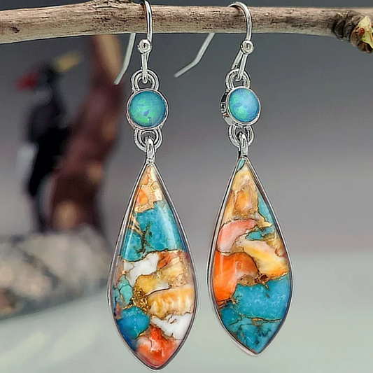 Boucles d'oreilles en Pierre Vintage Multicolore