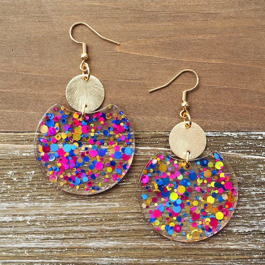 Boucles d'oreilles rondes multicolores Vintage