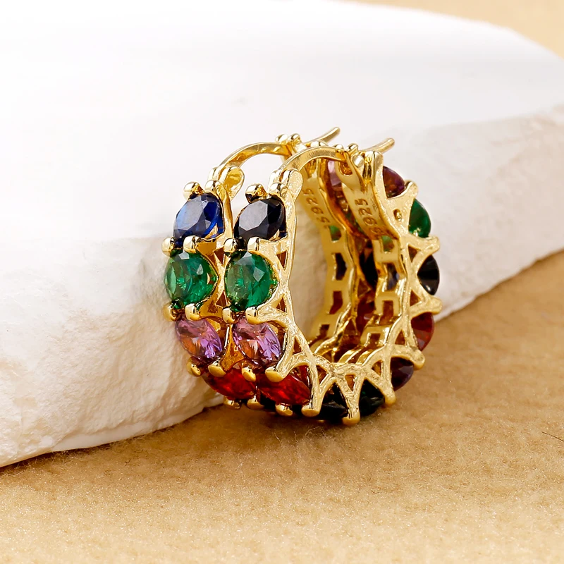 Boucles d'oreilles élégantes en or multicolore